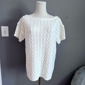 ANDREE BY UNIT White Cable Knit Scoop Neck Sweater